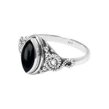 Elegant Black Onyx Stone Ring in Sterling Silver for Women