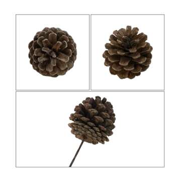 Winlyn 20 Pcs Natural Pine Cone Picks Christmas Pinecone Sprays Pinecones Ornaments with Wired Stems...