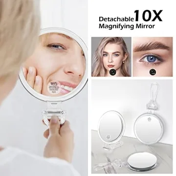 Wangselect Travel Vanity Bag with Light and Mirror Travel Makeup Train Case Cosmetic Bag Organizer with Adjustable Dividers Portable Storage Adjustable Partition Traveling Makeup Box Khaki