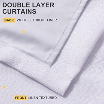 RHF White Blackout Curtains 84 Inches Elegant Insulated