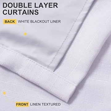 RHF White Blackout Curtains 84 Inches Elegant Insulated