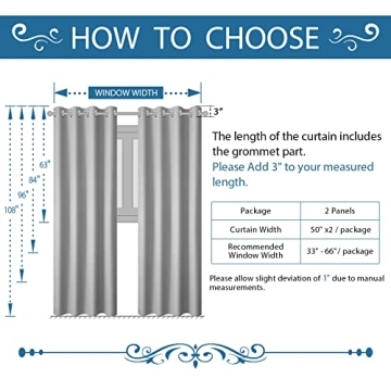 RHF White Blackout Curtains 84 Inches Elegant Insulated