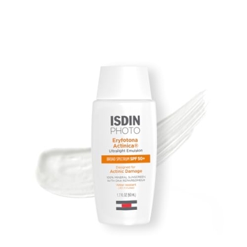 ISDIN Eryfotona Actinica Zinc Oxide and 100% Mineral Sunscreen Broad Spectrum SPF 50+, No White Cast...