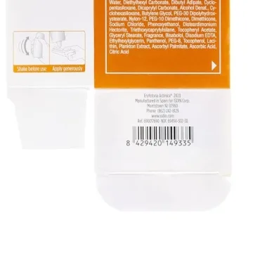 ISDIN Eryfotona Actinica Zinc Oxide and 100% Mineral Sunscreen Broad Spectrum SPF 50+, No White Cast, Suitable for Sensitive Skin, travel-size (1.7 Fl Oz)