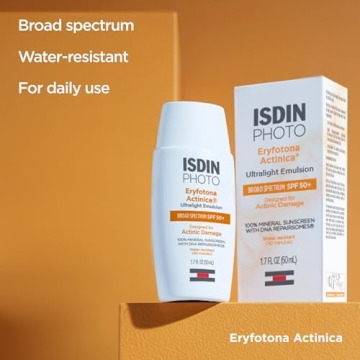 ISDIN Eryfotona Actinica Zinc Oxide and 100% Mineral Sunscreen Broad Spectrum SPF 50+, No White Cast, Suitable for Sensitive Skin, travel-size (1.7 Fl Oz)