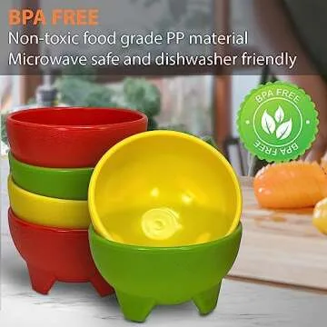 KSEV Salsa Bowls – 6 Pack Multi Color for Dips and Snacks