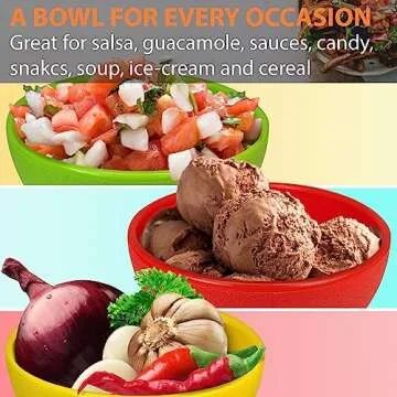 KSEV Salsa Bowls – 6 Pack Multi Color for Dips and Snacks