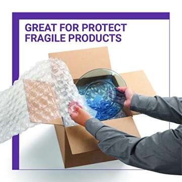 Pacific Mailer 2-Pack Anti-Static Bubble Cushioning Wrap Rolls, 3/16" x 12" x 72' ft Total, Perforated Every 12", 20 Fragile Stickers for Packaging, Shipping, Mailing