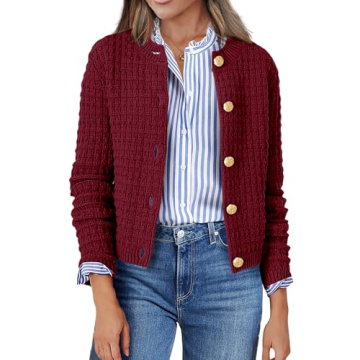 Zeagoo Women's 2025 Knit Cropped Cardigan - Wine Red, Stylish & Versatile