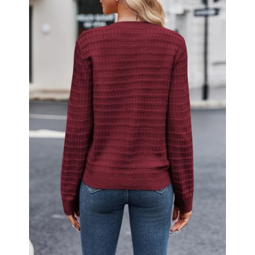 Zeagoo Women's 2025 Knit Cardigan Stylish Wine Red