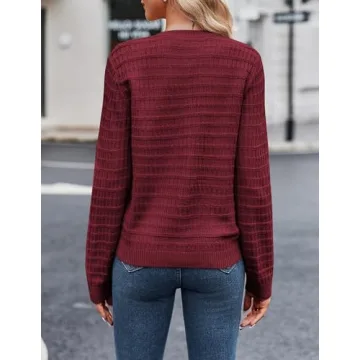 Zeagoo Women's 2025 Knit Cardigan Stylish Wine Red