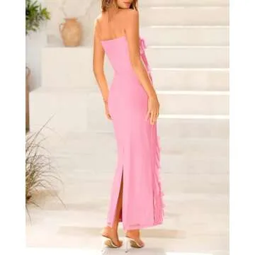 BTFBM Elegant Summer Dress for Women – Light Pink Party Dress