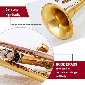 Glory Bb Trumpet for Beginners with Case and Accessories