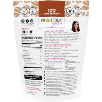 Wholesome Yum Besti Natural Brown Sugar Substitute - Keto Brown Monk Fruit Sweetener Blend With Allu...