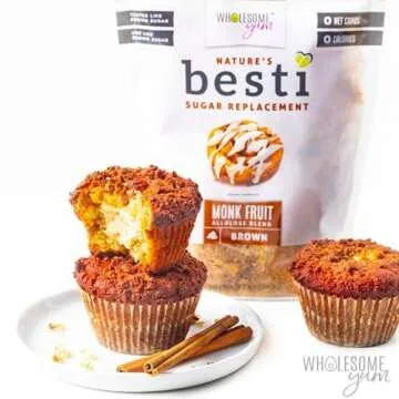 Wholesome Yum Besti Natural Brown Sugar Substitute - Keto Brown Monk Fruit Sweetener Blend With Allulose (No Erythritol) - Non GMO, Zero Carb, Zero Calorie, Sugar Free, No Aftertaste (12 oz)