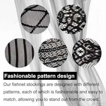 Fullsexy Plus Size Stockings, Fishnet Tights Suspander Pantyhose Thigh High with 4 Thongs for Women, Black1, One Size