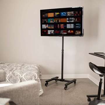 VIVO Mobile TV Display Stand for 13 to 42 inch Screens - Adjustable Height & Rolling Wheels