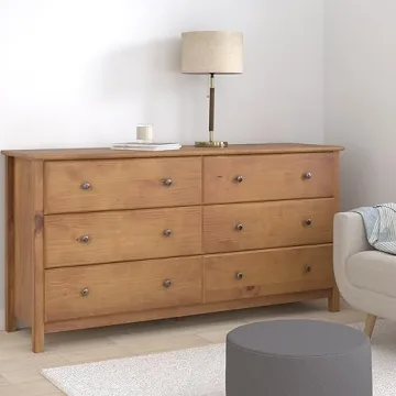 Solid Wood Shaker 6-Drawer Dresser with Walnut Finish