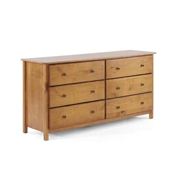 Solid Wood Shaker 6-Drawer Dresser with Walnut Finish