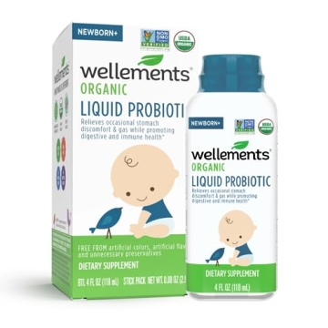 Wellements Certified USDA Organic Liquid Probiotic 4 Fl Oz, Gripe Water & Probiotics for Infant Dige...