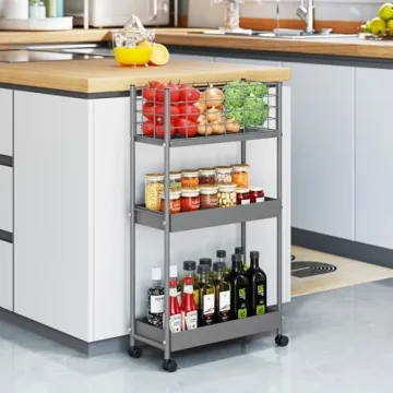 KINGRACK Slim Rolling Cart - Multi-Use Metal Storage Solution