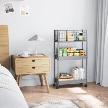 KINGRACK Slim Rolling Cart - Multi-Use Metal Storage Solution