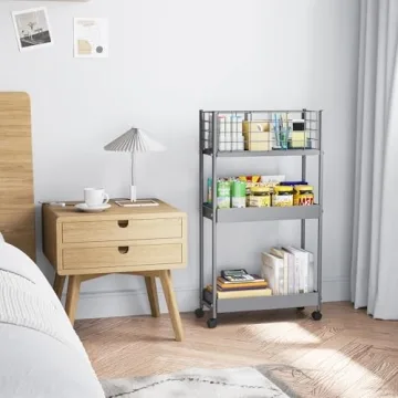 KINGRACK Slim Rolling Cart - Multi-Use Metal Storage Solution