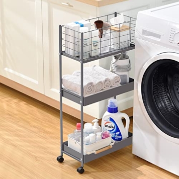 KINGRACK Slim Rolling Cart - Multi-Use Metal Storage Solution