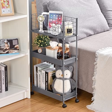 KINGRACK Slim Rolling Cart - Multi-Use Metal Storage Solution