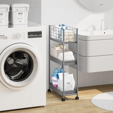 KINGRACK Slim Rolling Cart - Multi-Use Metal Storage Solution