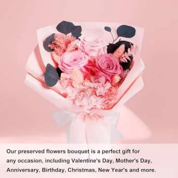 Flowers Gifts for Her, Flowers for Delivery, Preserved Roses Bouquets, Pink Roses, Birthday Gifts for Women, Mothers Day Flowers for Mom