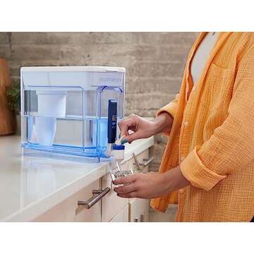 ZeroWater 32-Cup Ready-Read 5-Stage Water Filter Pitcher Dispenser with 5-Stage 0 TDS Zero Water Filter – IAPMO Certified to Reduce Metals, Chlorine, Lead, Chromium, and Forever Chemicals PFOA/PFOS