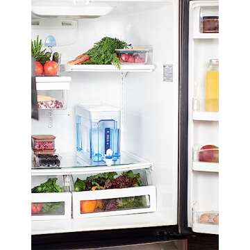 ZeroWater 32-Cup Ready-Read 5-Stage Water Filter Pitcher Dispenser with 5-Stage 0 TDS Zero Water Filter – IAPMO Certified to Reduce Metals, Chlorine, Lead, Chromium, and Forever Chemicals PFOA/PFOS