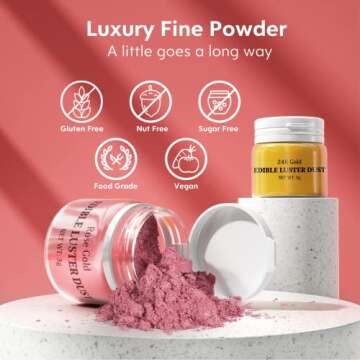 Luster Dust Edible Set - 4 Vibrant Food-Grade Colors