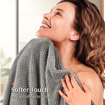 YFONG 2 Pack Microfiber Hair Towel Wrap for Women, Super Absorbent Quick Dry Hair Turban for All Hair Style Anti Frizz, Large Hair Drying Towel with Button