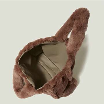 Women Fluffy Faux Fur Handbag for Stylish Everyday Use