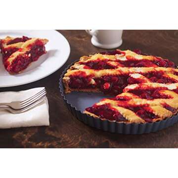 Fox Run Removable Bottom Non-Stick Tart and Quiche Pan, Loose Bottom Quiche Pan - 9.5-inch