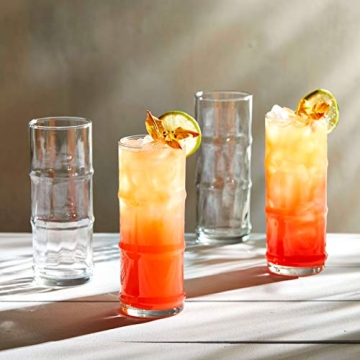 Stylish Libbey Tiki Bamboo Highball Glasses for Cocktails