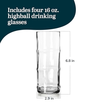 Stylish Libbey Tiki Bamboo Highball Glasses for Cocktails