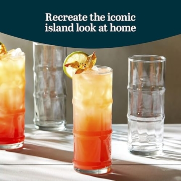 Stylish Libbey Tiki Bamboo Highball Glasses for Cocktails