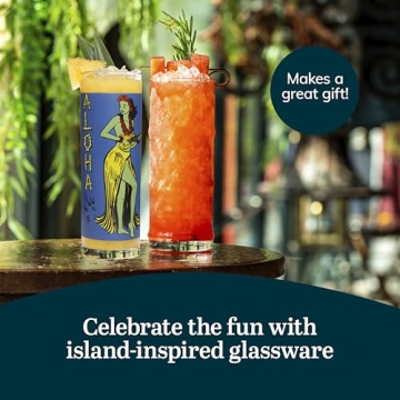 Stylish Libbey Tiki Bamboo Highball Glasses for Cocktails