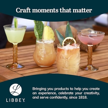 Stylish Libbey Tiki Bamboo Highball Glasses for Cocktails