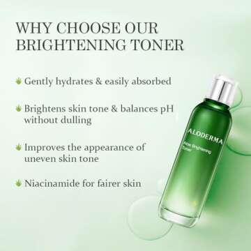 Aloderma Brightening Face Toner Made with 88% Organic Aloe Vera - Natural Aloe Vera Toner for Face with Hyaluronic Acid & Niacinamide, Skin-Refining Toner to Brighten Skin, Aloe Skin Toner, 4.2 Oz