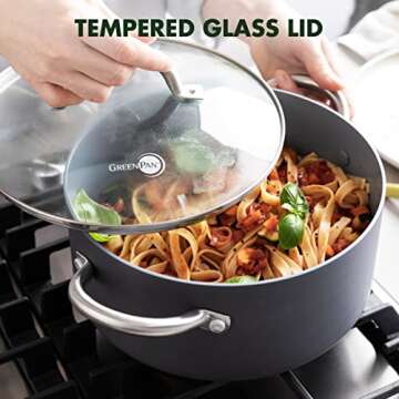 GreenPan Lima Hard Anodized 5QT Stock Pot with Lid, Healthy Ceramic Nonstick, PFOA PFAS-Free Nontoxic Pots and Pans, Oven & Broiler Safe Cookware, Stainless Steel Handles, Grayy