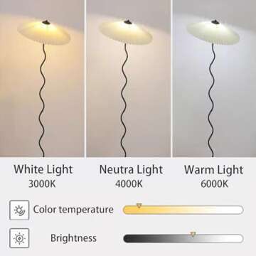 Dyuexi Pleated Floor Lamp, 3 Color Dimmable Floor Lamp, Retro Bedside Atmosphere Table Lamp for Bedroom, Living Room, Office (Color : 4#, Size : Large) 1