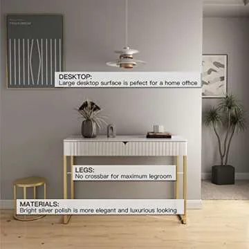 Tamworth Modern Desk with Gold Legs for Home Office