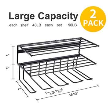 YueTong Power Tool Organizer for Tool Storage,Drill Holer Wall Mount,Storage Rack for Garage Organization, Wall Organizer with Shelf,Heavy Duty for Lifetime Use(2 Pack Black)