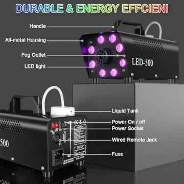 500W Fog Machine with 13 LED Lights and Remote Control