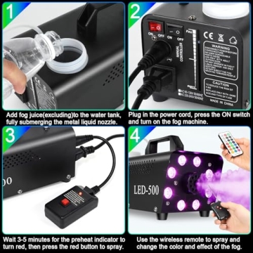 500W Fog Machine with 13 LED Lights and Remote Control