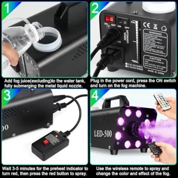 500W Fog Machine with 13 LED Lights and Remote Control